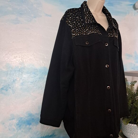 Dream Jeannes size 3X stretchy black denim jacket, LIKE NEW CONDITION - Picture 4 of 6